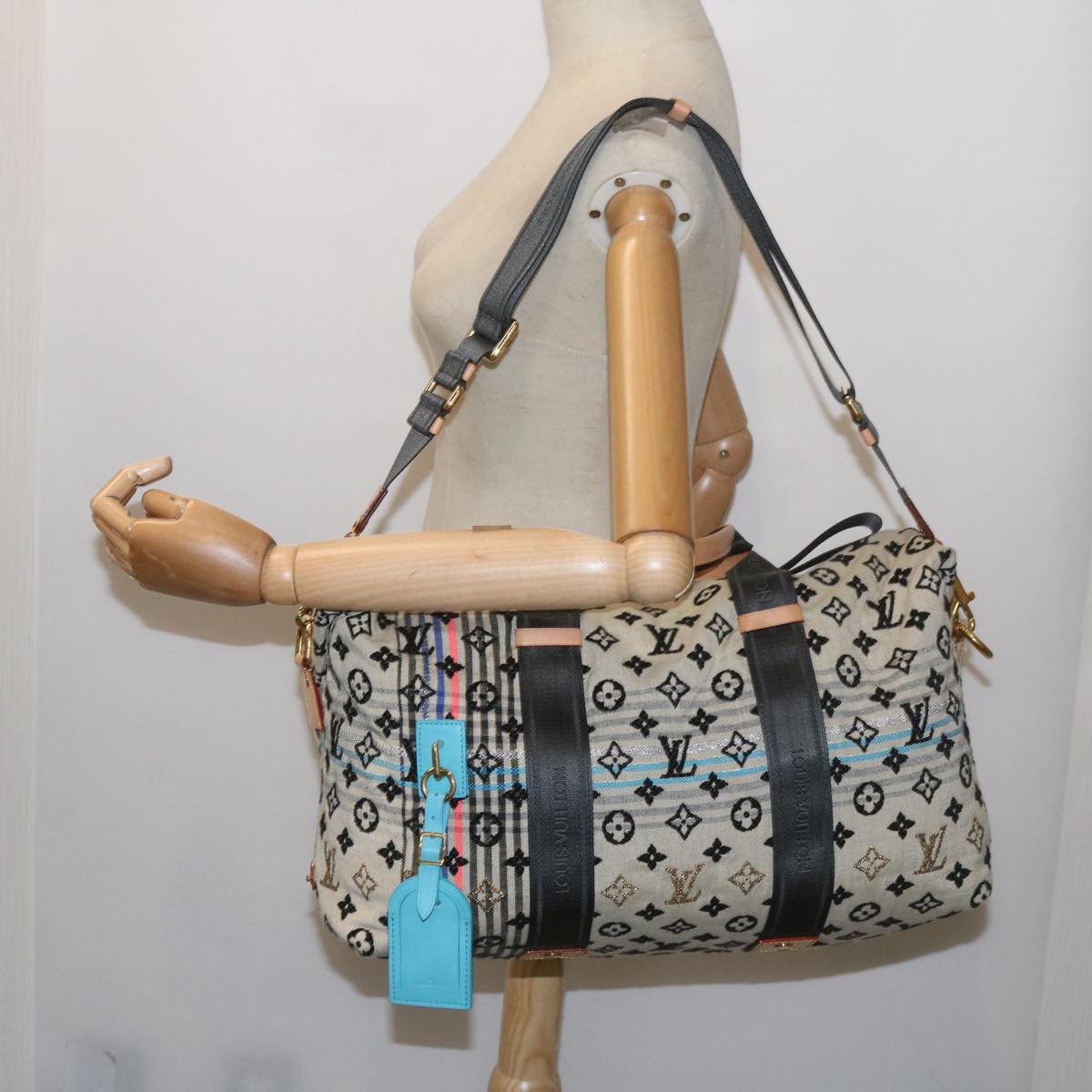 LOUIS VUITTON Monogram Scrunchie Touareg Boston Bag Beige M40360 ar11371A