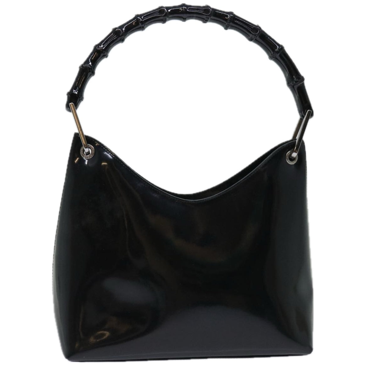 GUCCI Bamboo Shoulder Bag Patent leather Black 001 1998 3008  ar11412