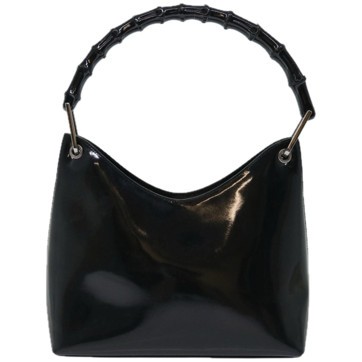 GUCCI Bamboo Shoulder Bag Patent leather Black 001 1998 3008  ar11412