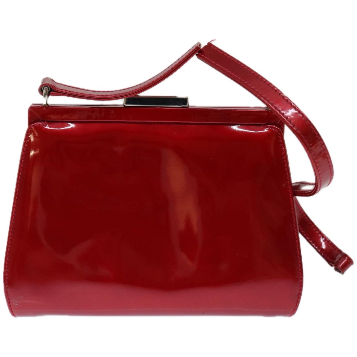 GUCCI Gamaguchi Shoulder Bag Patent leather Red  ar11424