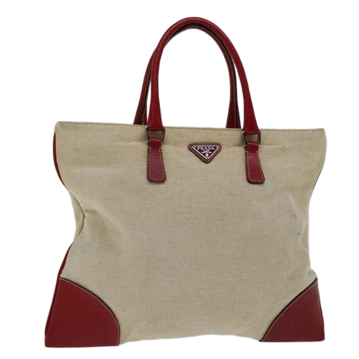 Luxury PradaHand Bag Canvas Beige Red ar11582B