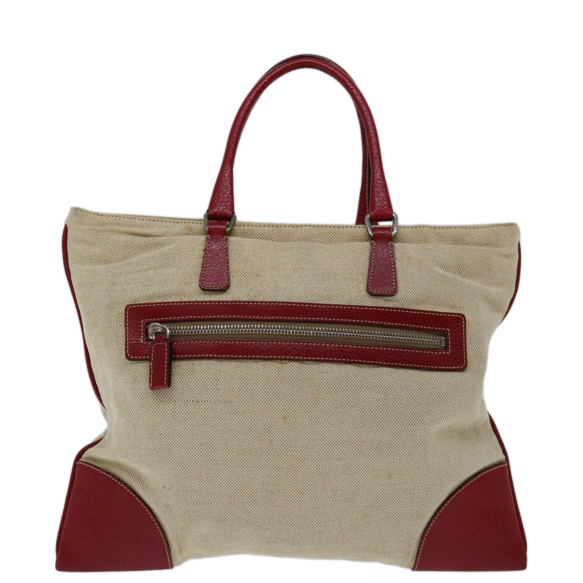 Luxury PradaHand Bag Canvas Beige Red ar11582B