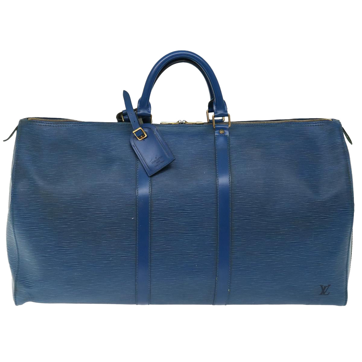 LOUIS VUITTON Epi Keepall 55 Boston Bag Blue M42955 LV ar11608B