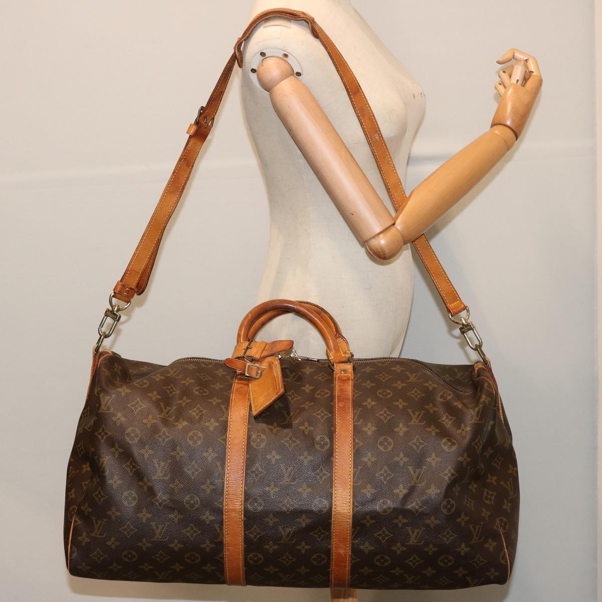 LOUIS VUITTON Monogram Keepall Bandouliere 55 Boston Bag M41414 LV ar11654B