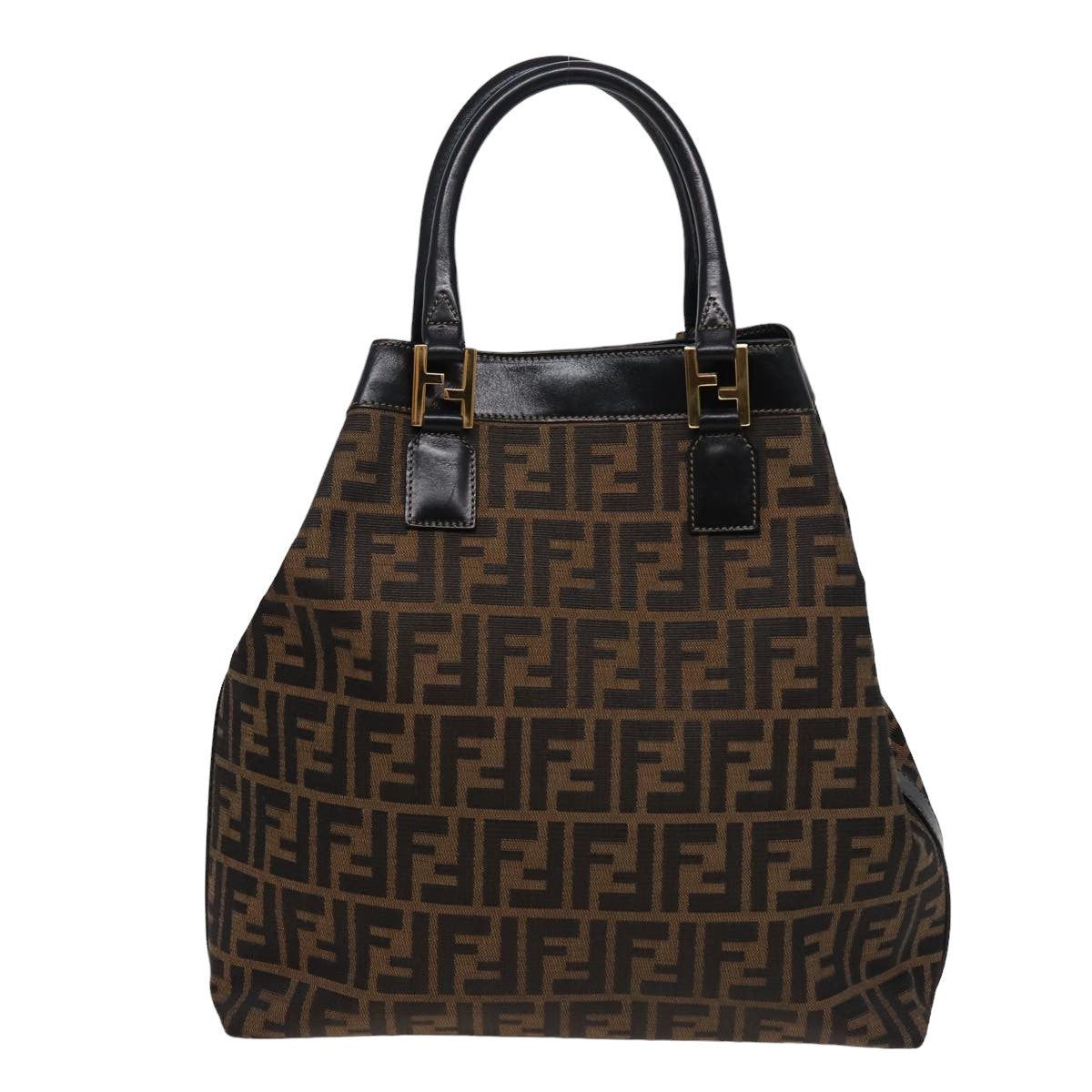 Luxury Fendi Zucca Canvas Hand Bag 2way Brown Blackar11997
