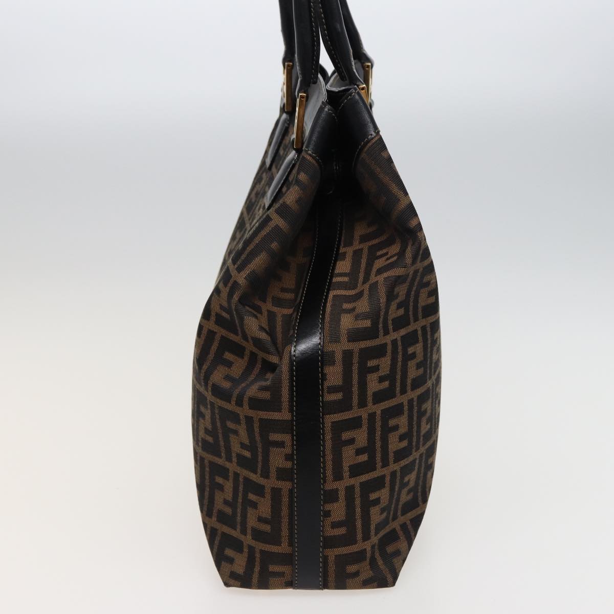 Luxury Fendi Zucca Canvas Hand Bag 2way Brown Blackar11997
