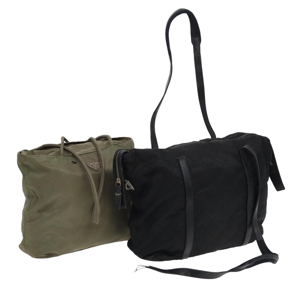 Luxury Prada Tote Bag Nylon 2Set Black Khaki  ar12029