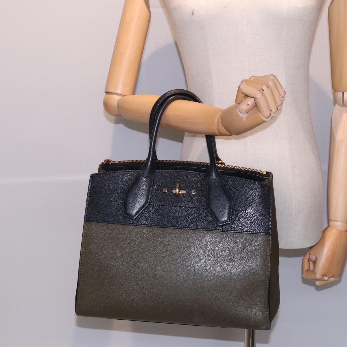 LOUIS VUITTON City Steamer MM Bag Leather 2way Black Green M54312 ar12078