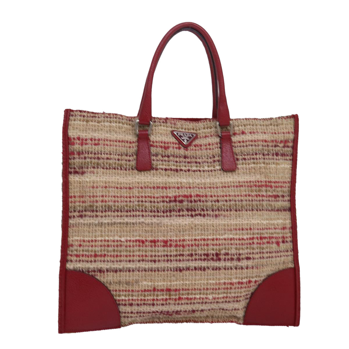Luxury Prada Hand Bag Wool Beige Red  ar12196