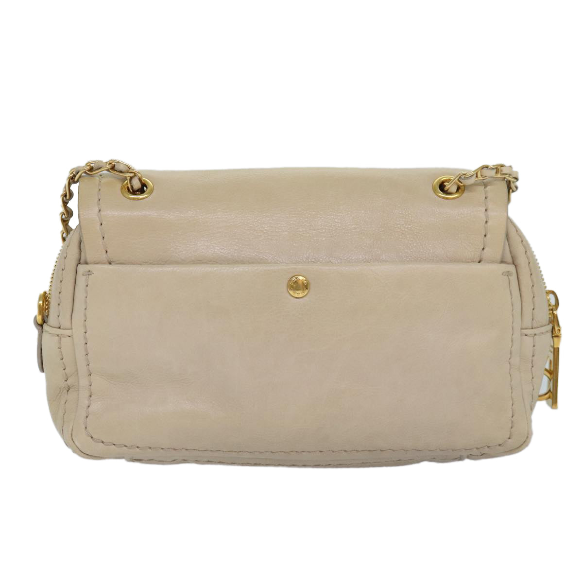 Luxury Prada Chain Shoulder Bag Leather Beige  ar12197