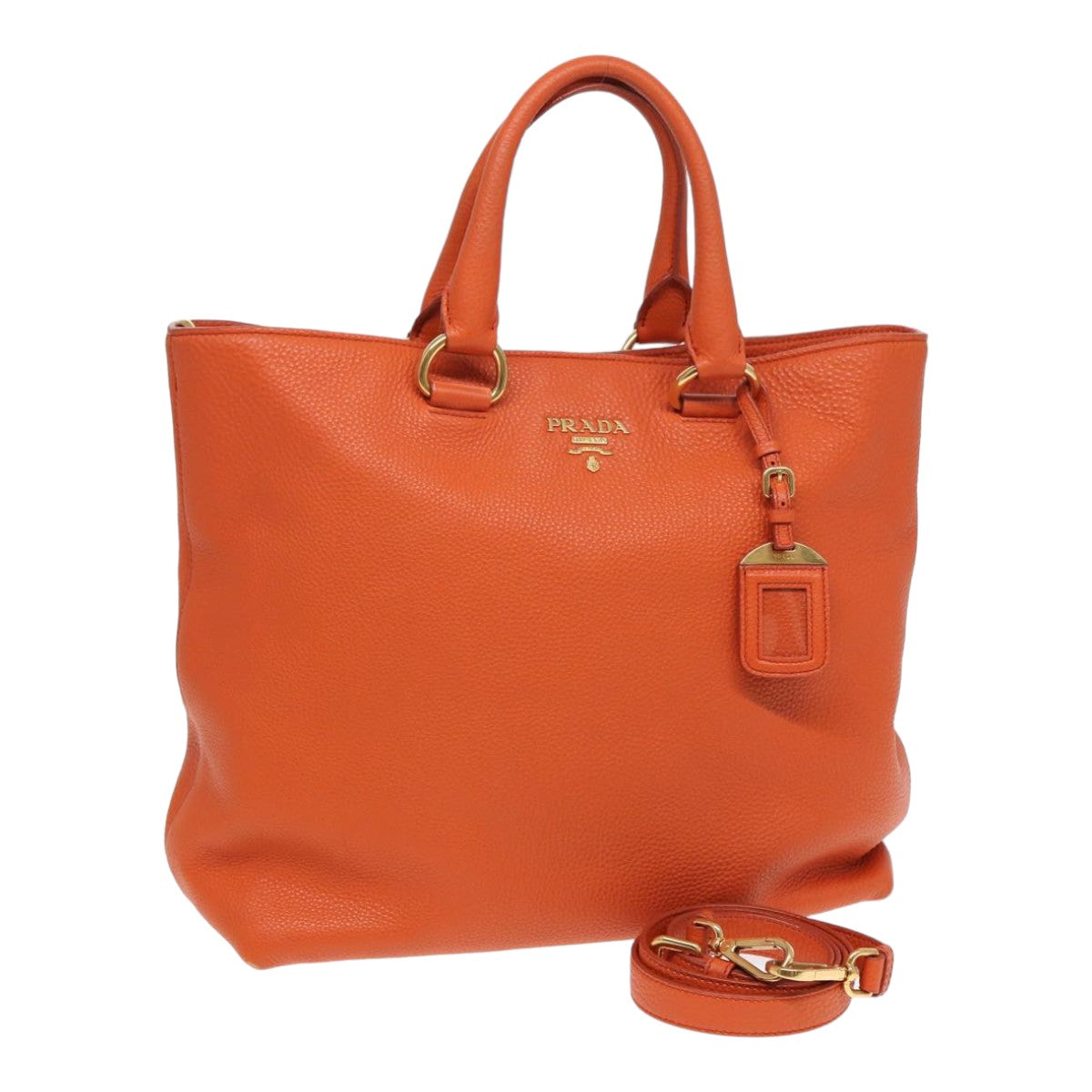 Luxury Prada Hand Bag Leather 2way Orange  ar12200