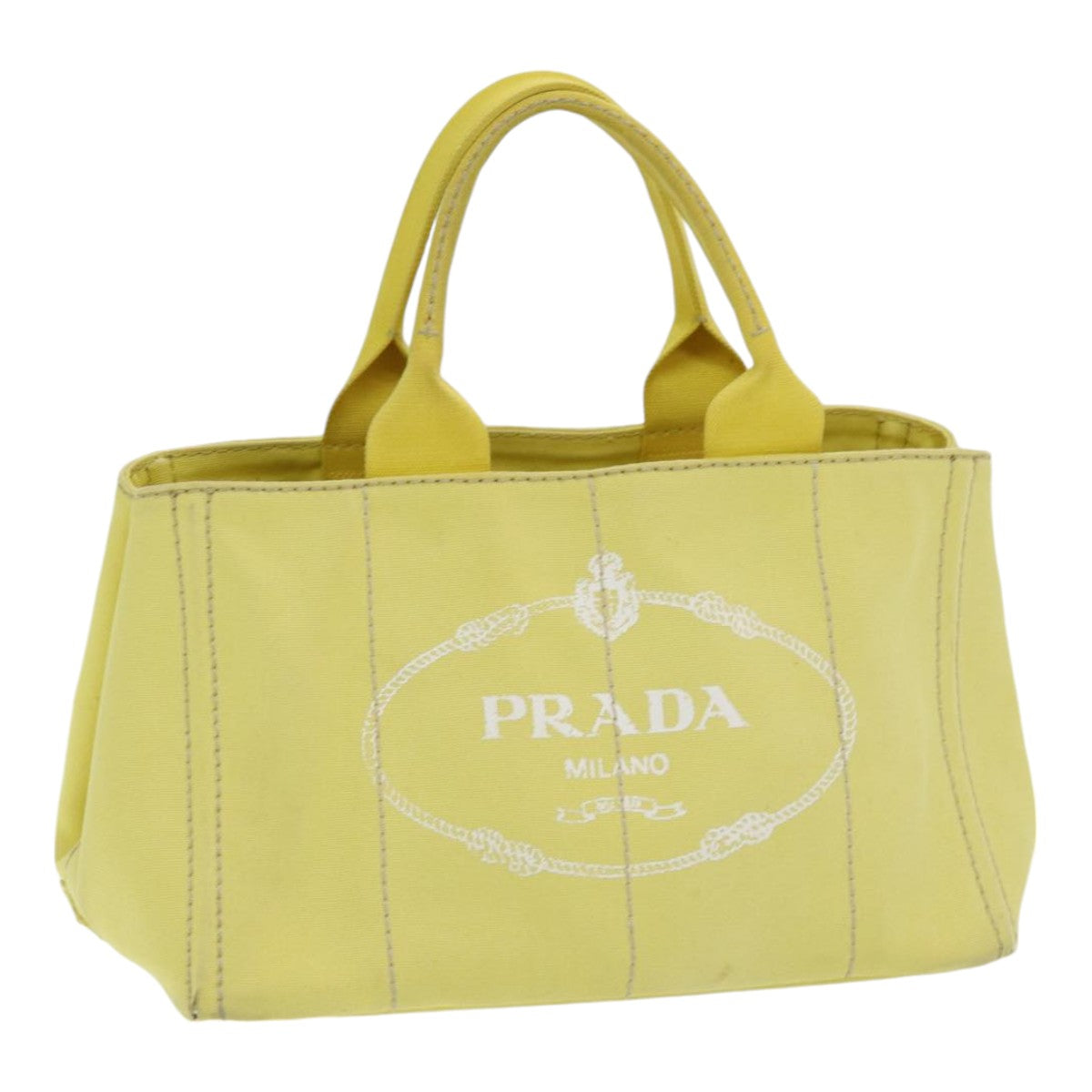 Luxury Prada Canapa MM Hand Bag Canvas Yellow  ar12201