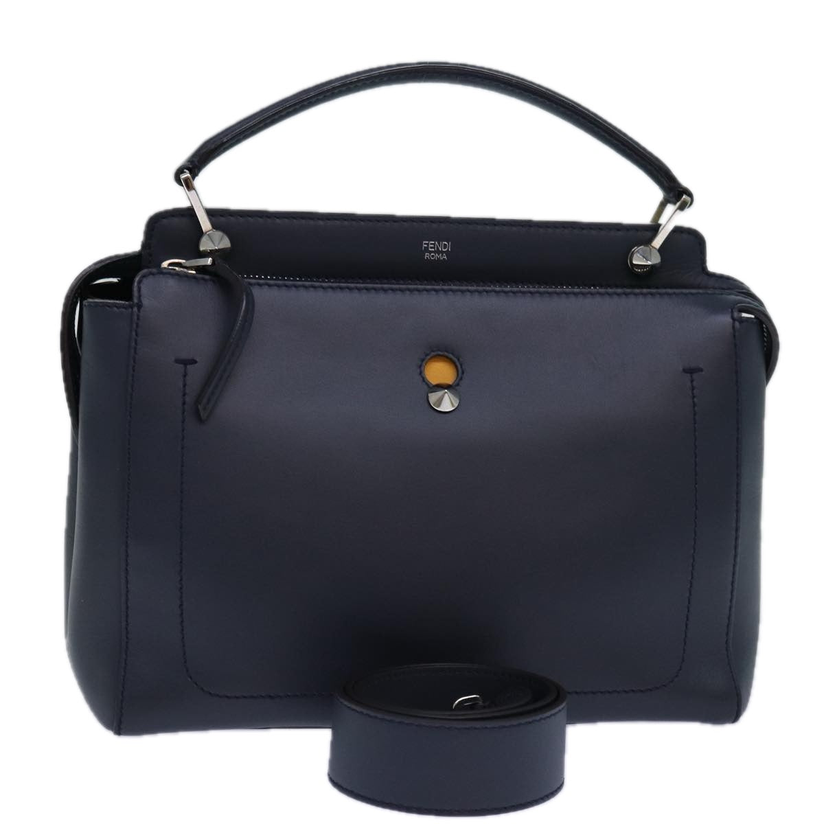 Luxury Fendi Dot Com Hand Bag Leather 2way Navyar12222