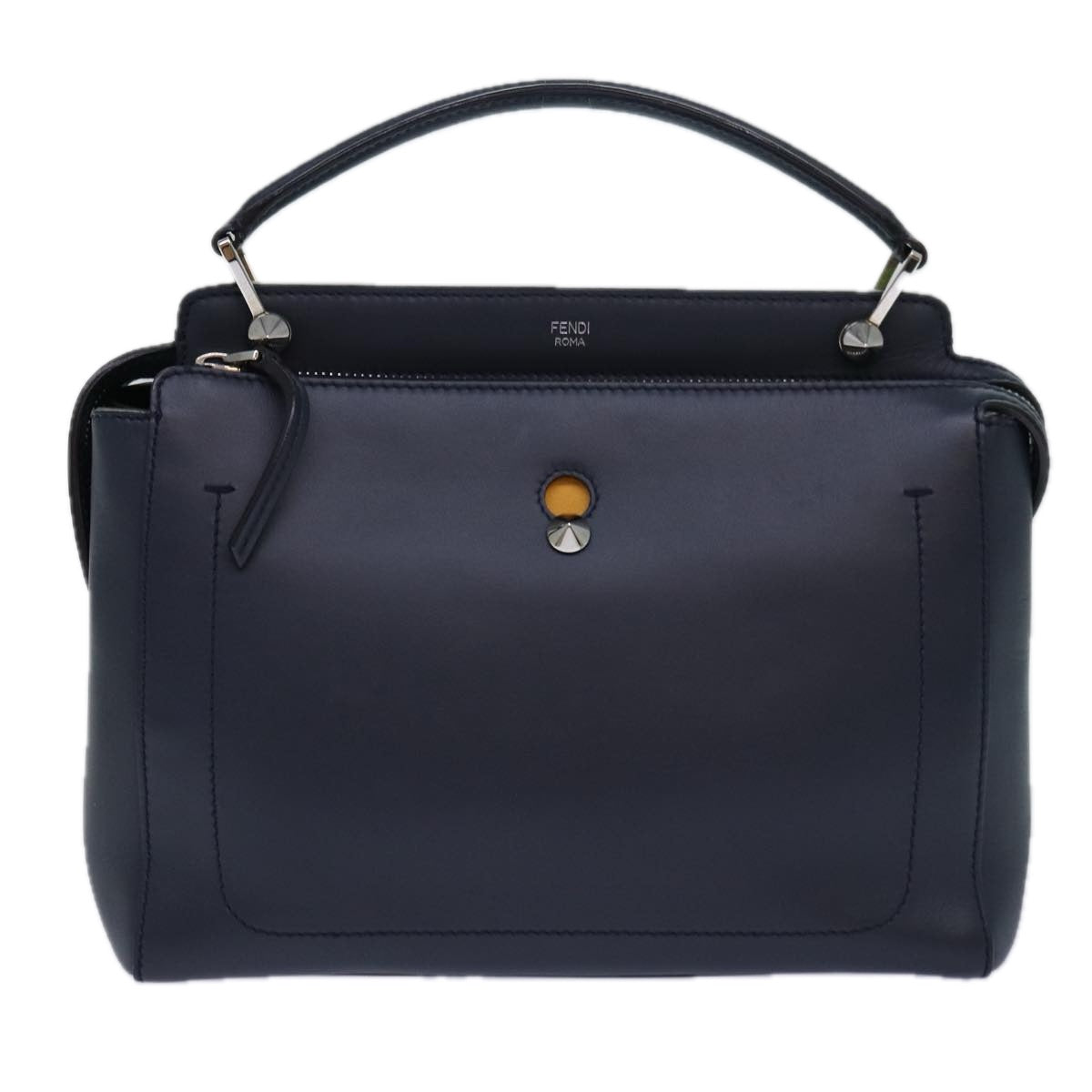 Luxury Fendi Dot Com Hand Bag Leather 2way Navyar12222