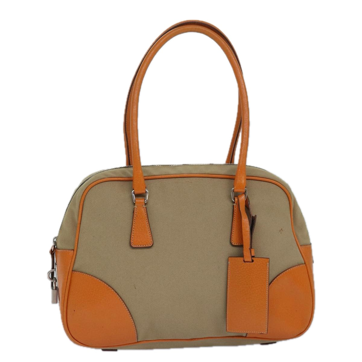Luxury Prada Hand Bag Canvas Beige Orange  ar12262