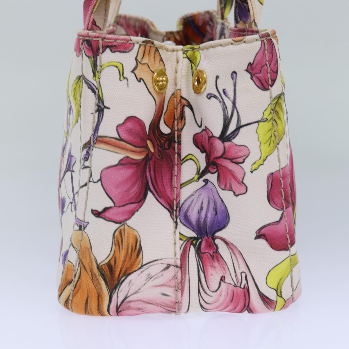 Luxury Prada Flower Pattern Canapa PM Hand Bag Canvas 2way Multicolor  ar12288
