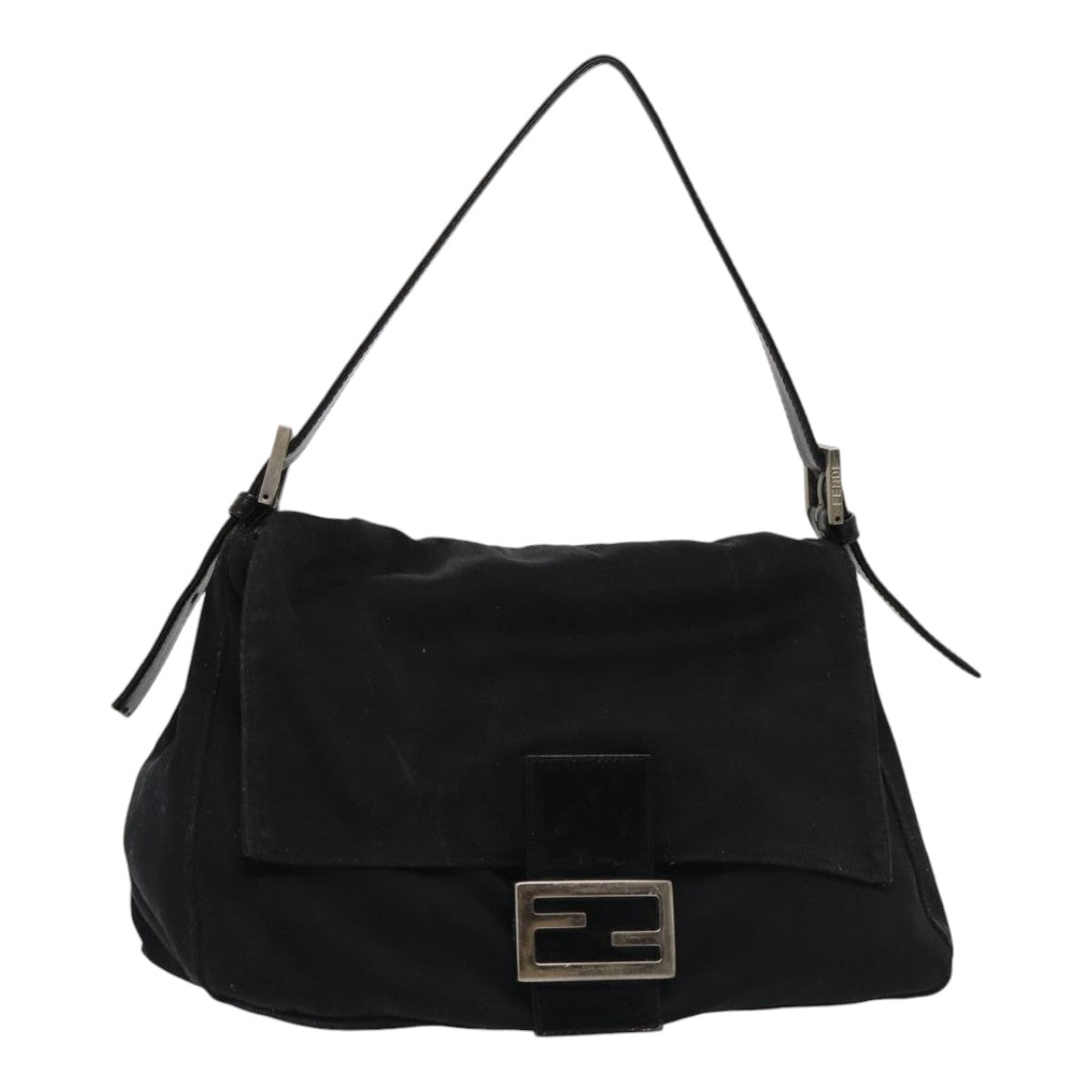 Luxury Fendi Mamma Baguette Shoulder Bag Nylon Blackar12319