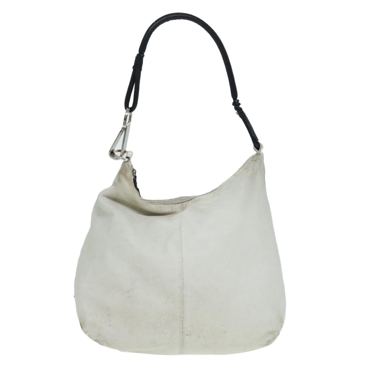 Luxury Prada Shoulder Bag Leather White Black Silver  ar12336