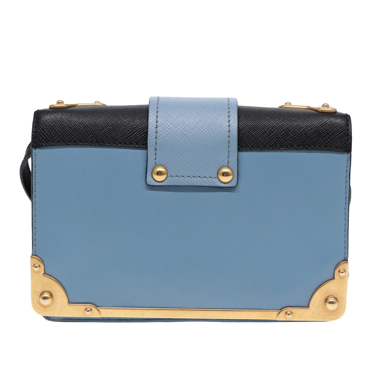 Luxury Prada Shoulder Bag Safiano leather Blue Gold  ar12338A