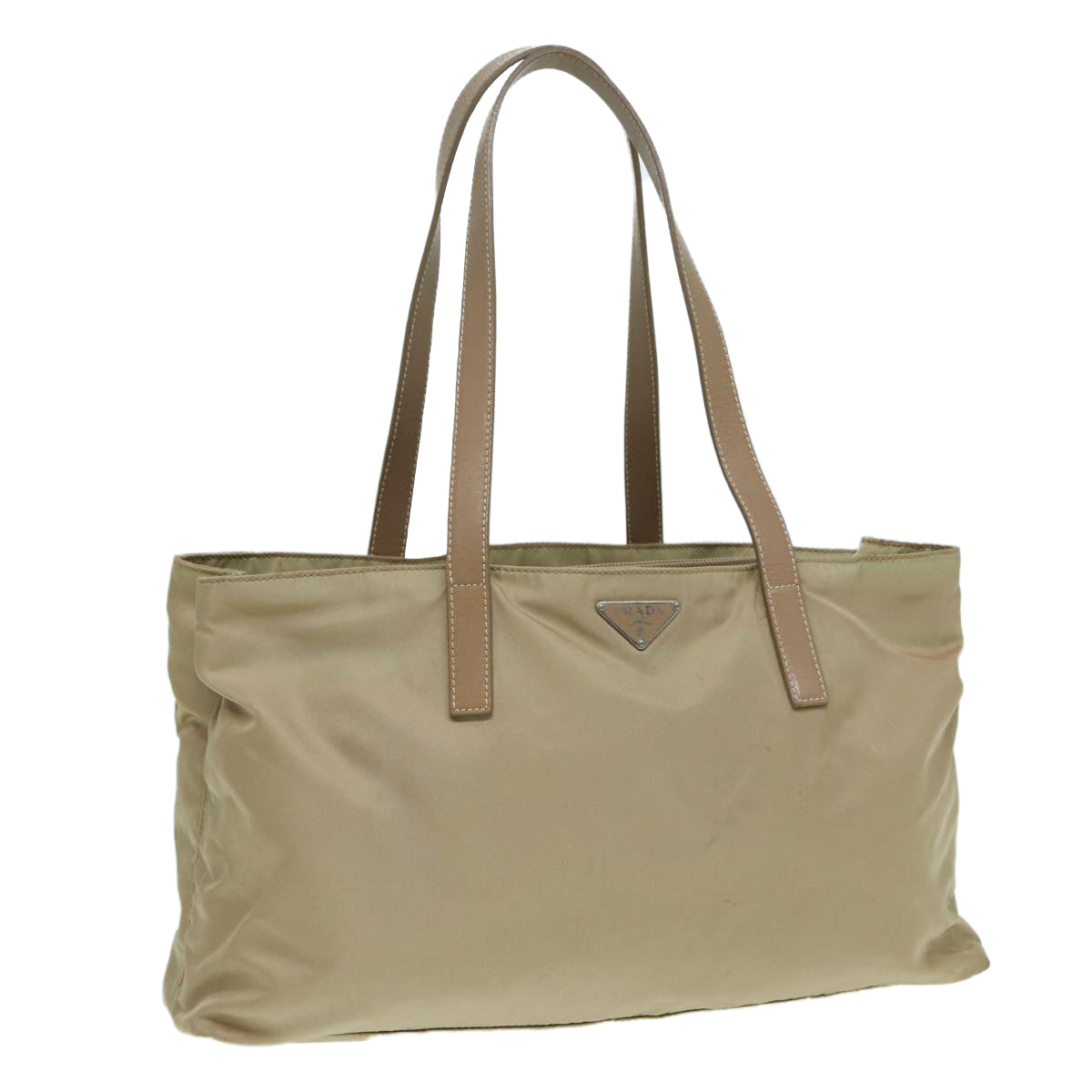 Luxury Prada Tote Bag Nylon Beige Silver  ar12356
