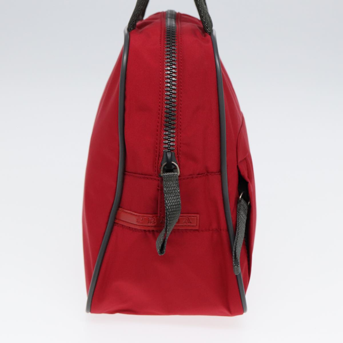 Luxury Prada Sports Hand Bag Nylon Red Gray Silver  ar12357