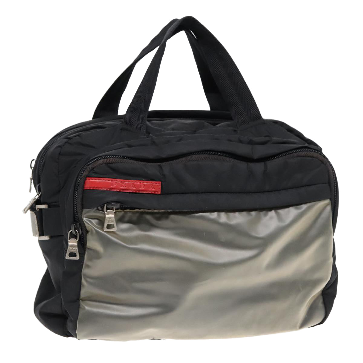 Luxury Prada Sports Hand Bag Nylon Black Silver gray  ar12358
