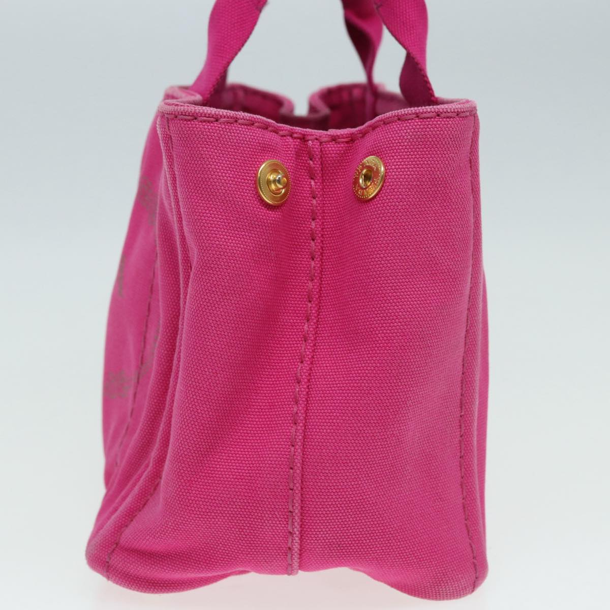 Luxury Prada Canapa PM Hand Bag Canvas 2way Pink Gold  ar12364