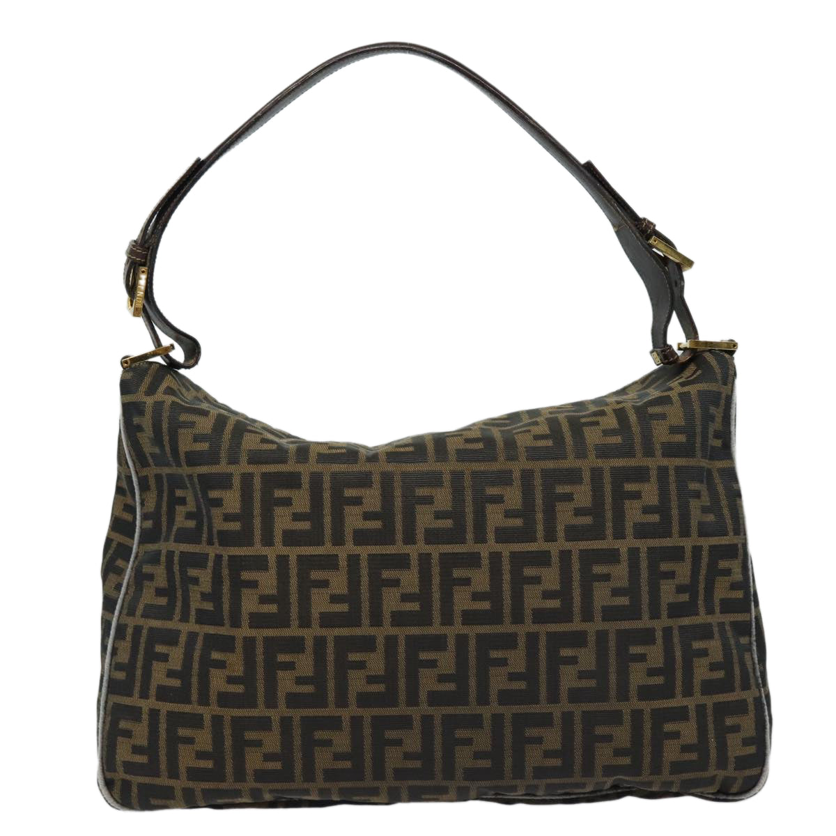 Luxury Fendi Zucca Canvas Shoulder Bag Brown Black goldar12413