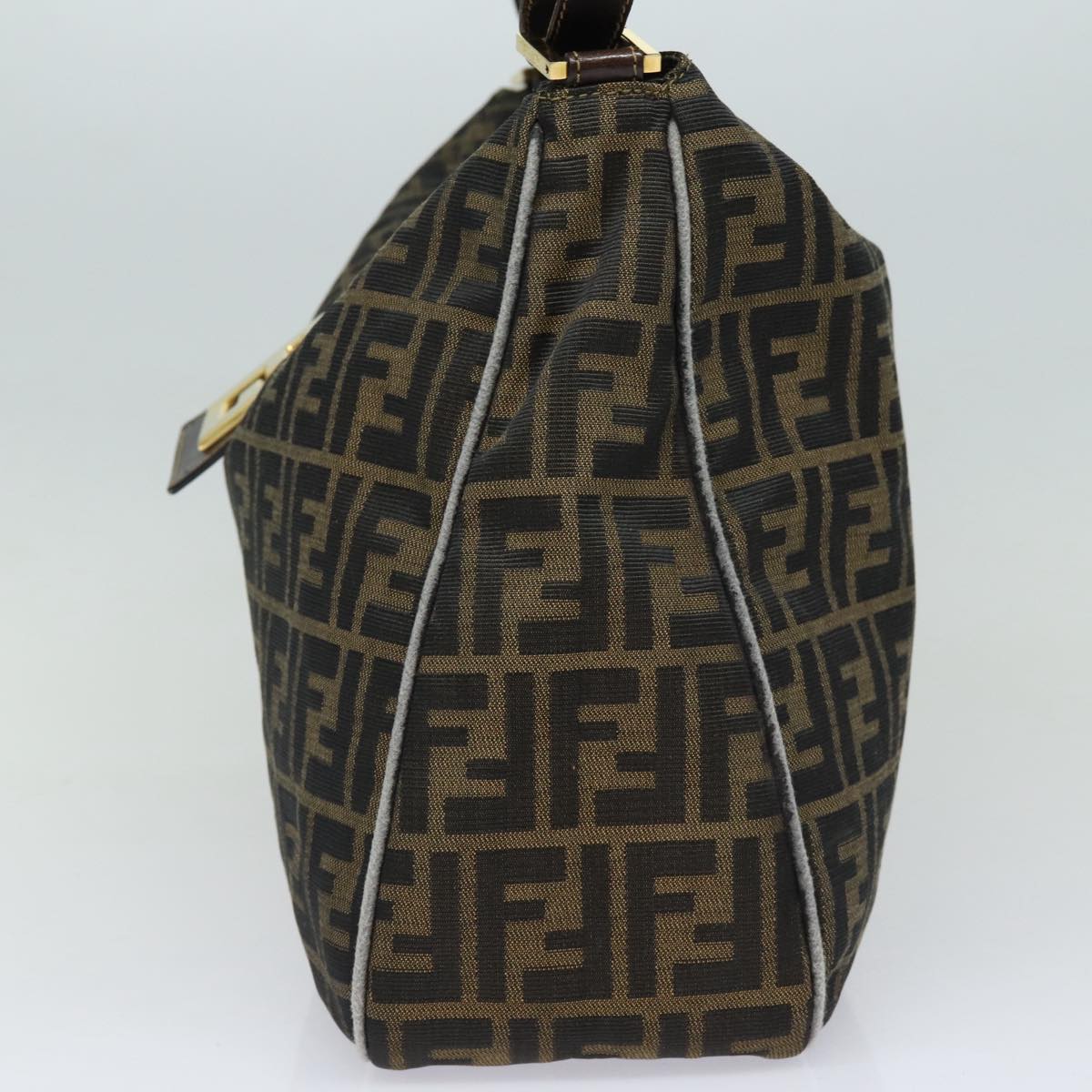 Luxury Fendi Zucca Canvas Shoulder Bag Brown Black goldar12413