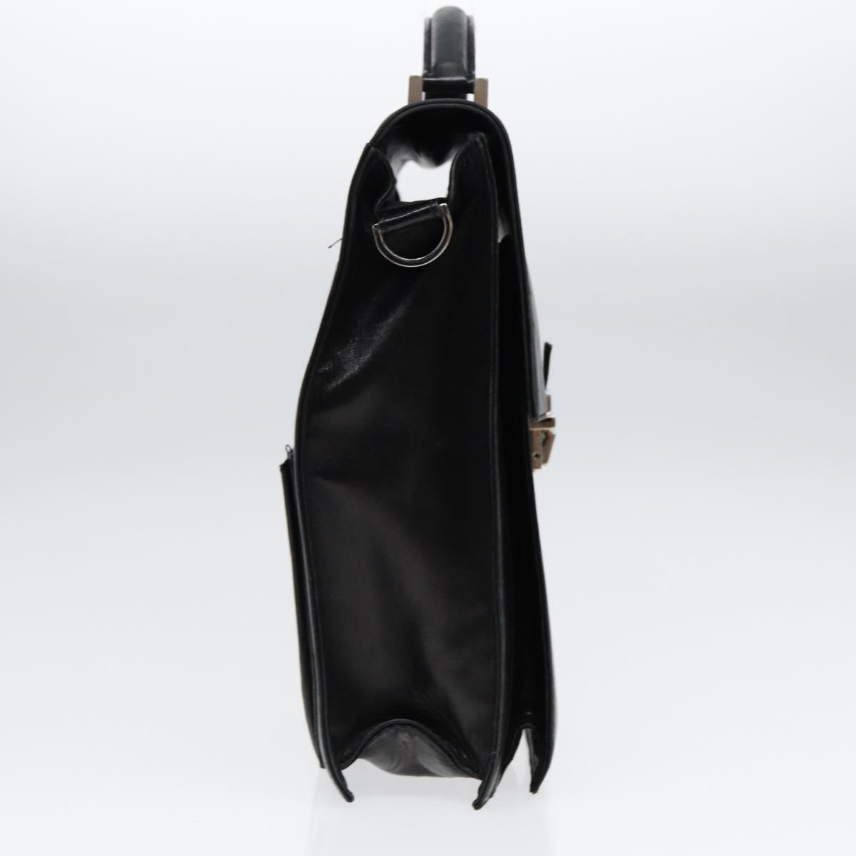Luxury Fendi Hand Bag Leather 2way Black Silverar12462