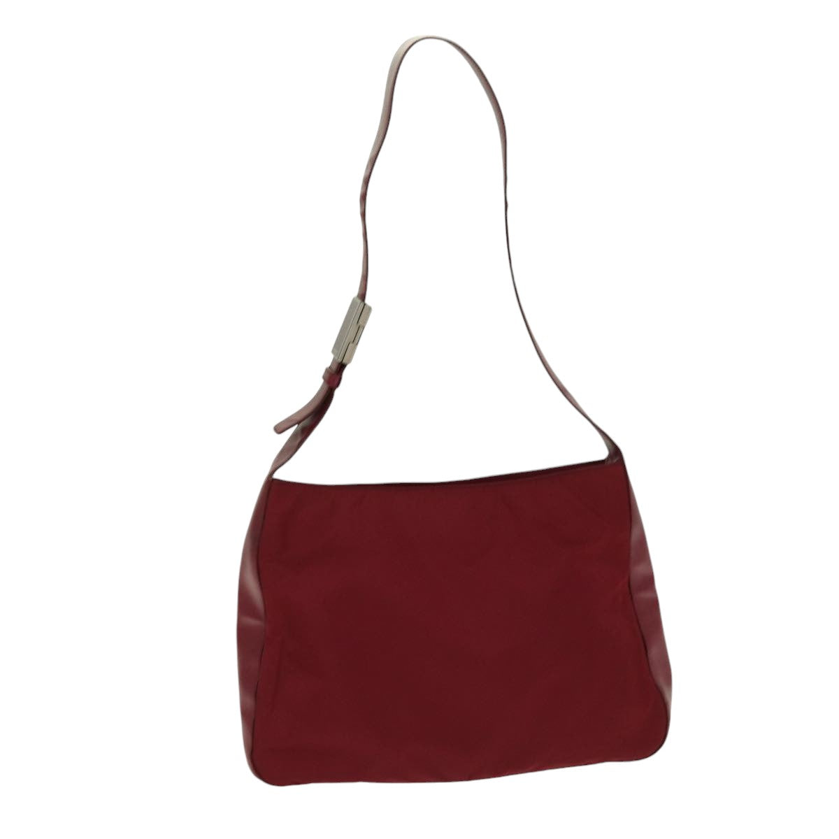Luxury Prada Shoulder Bag Nylon Leather Red Silver  ar12466