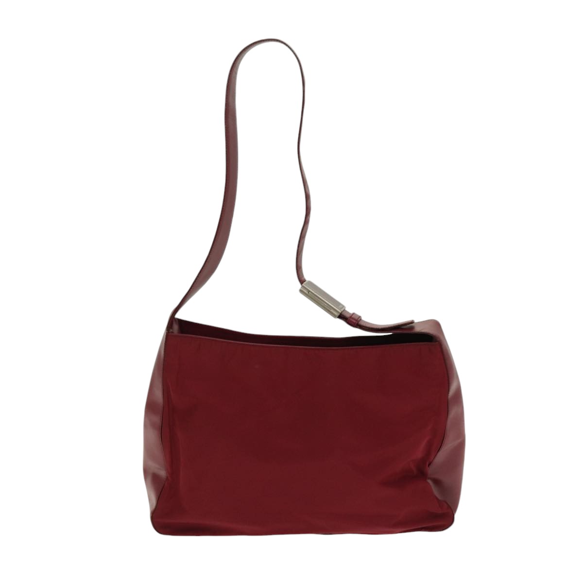 Luxury Prada Shoulder Bag Nylon Leather Red Silver  ar12466
