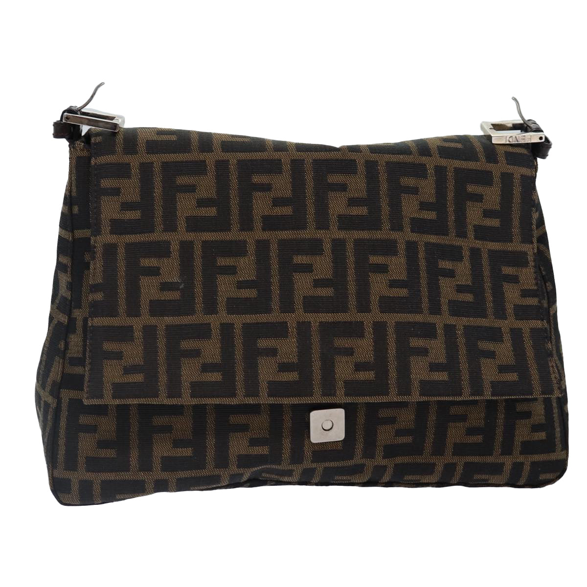 Luxury Fendi Zucca Canvas Mamma Baguette Shoulder Bag Brown Black Silverar12486