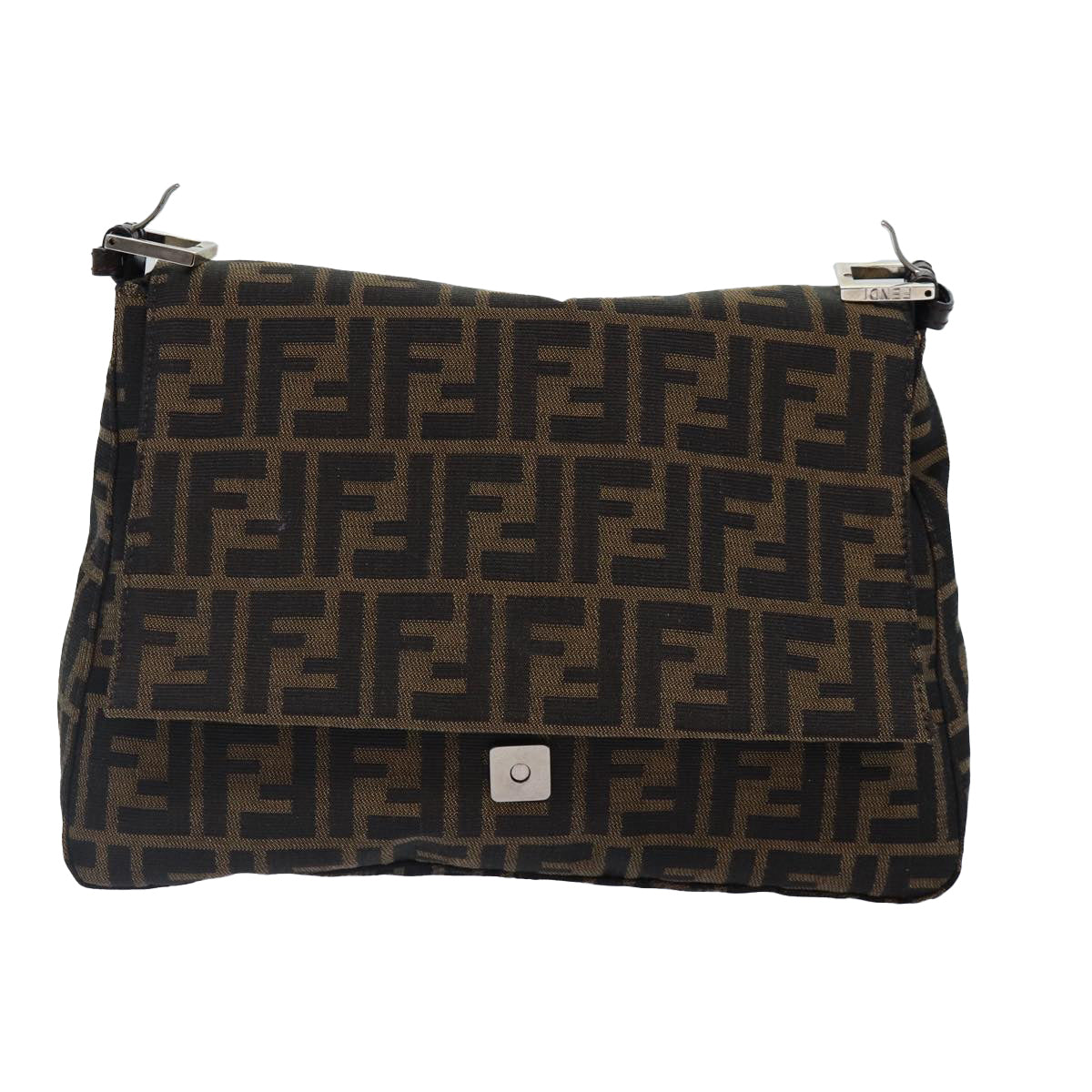 Luxury Fendi Zucca Canvas Mamma Baguette Shoulder Bag Brown Black Silverar12486