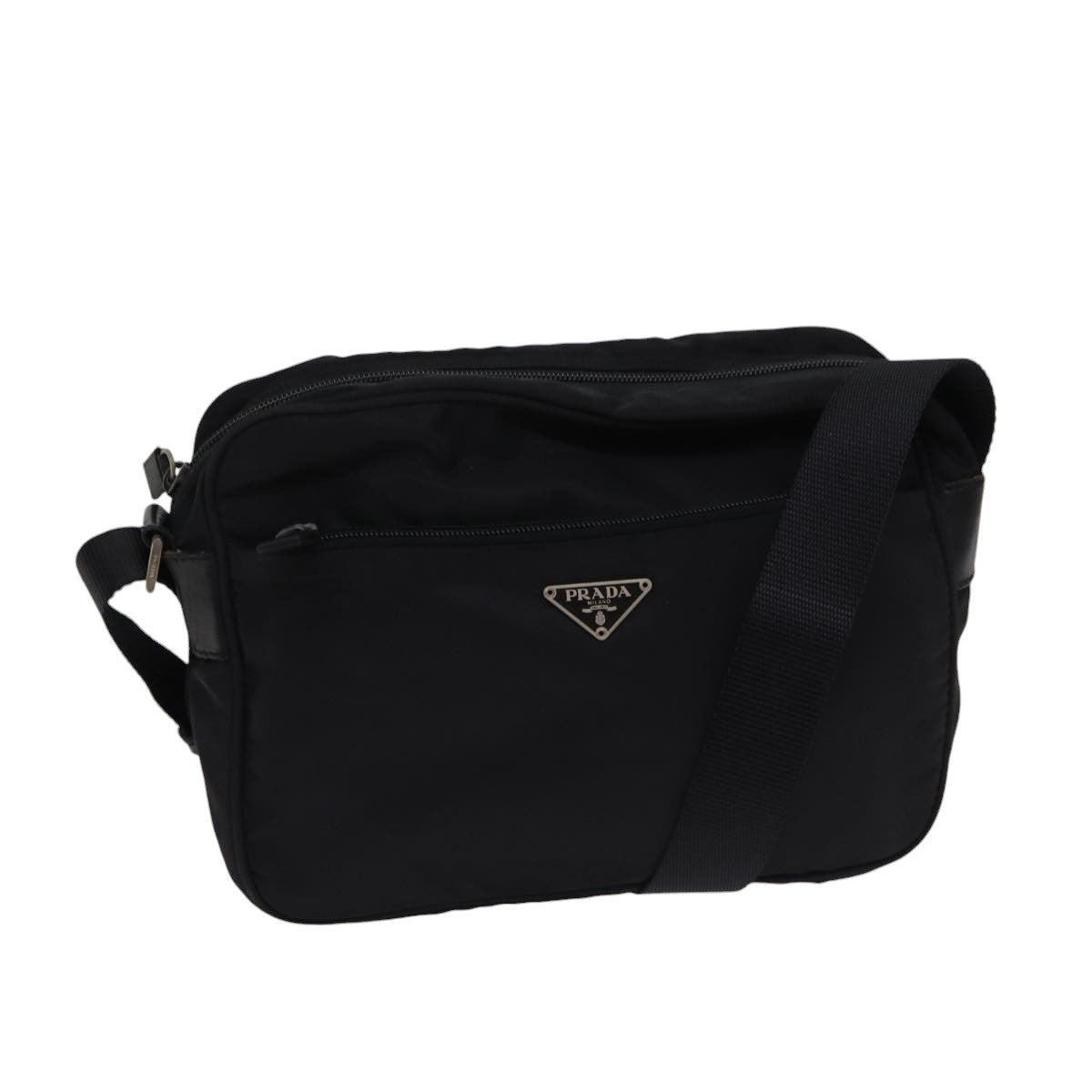 Luxury Prada Shoulder Bag Nylon Black Silver  ar12495