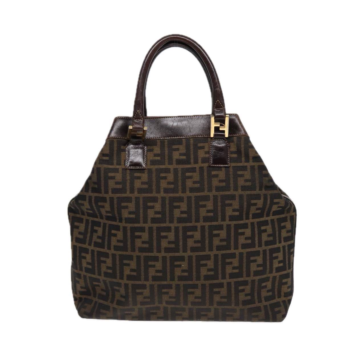 Luxury Fendi Zucca Canvas Hand Bag 2way Brown Black goldar12498