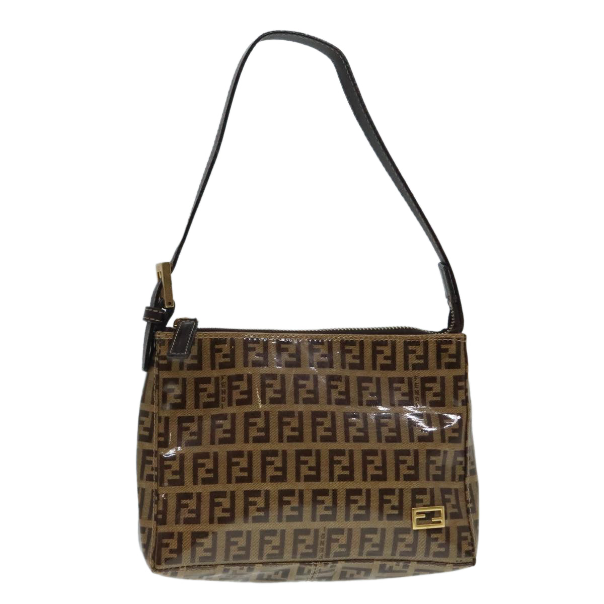 Luxury Fendi Zucchino Canvas Hand Bag Brown Goldar12553