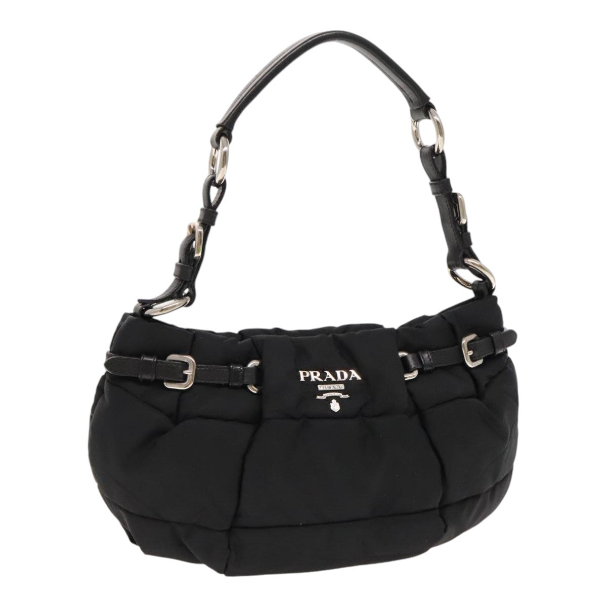 Luxury Prada Shoulder Bag Nylon Black Silver  ar12650