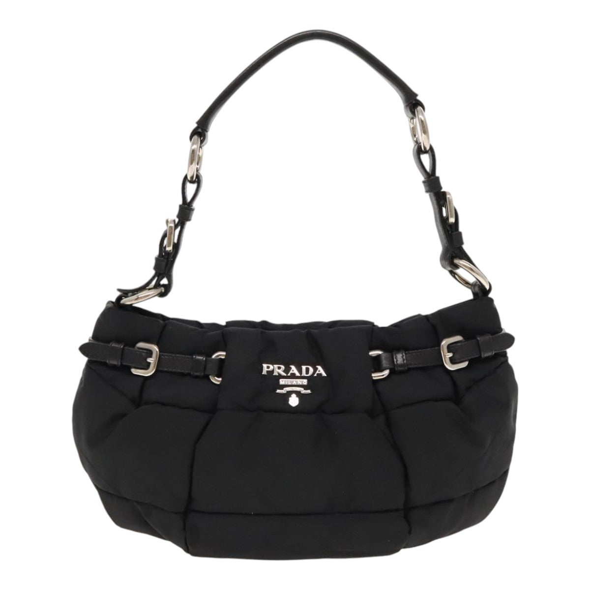 Luxury Prada Shoulder Bag Nylon Black Silver  ar12650