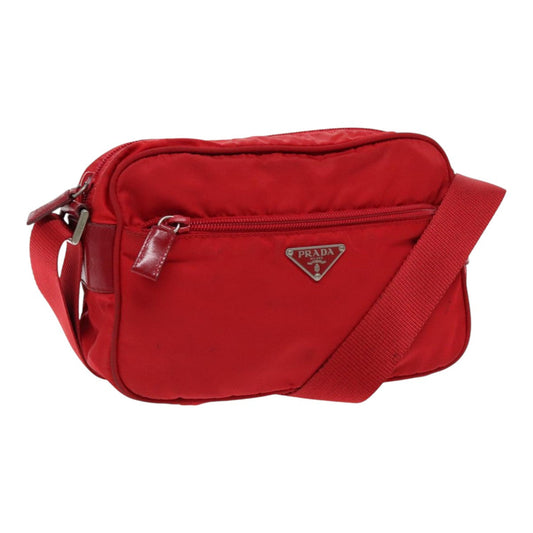 Luxury Prada Shoulder Bag Nylon Red Silver  ar12685