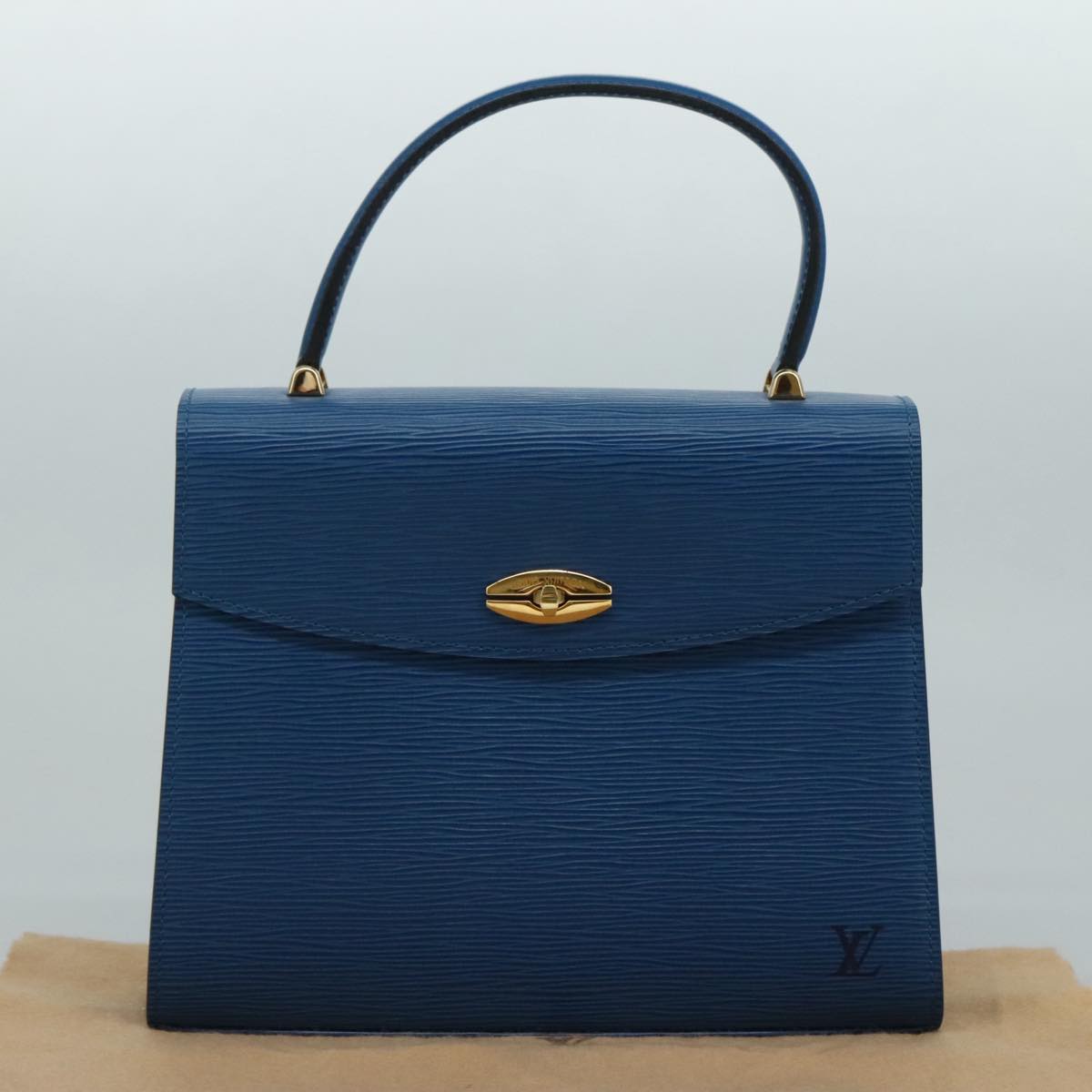 LOUIS VUITTON Epi Malesherbes Hand Bag Blue M52375 LV ar13185