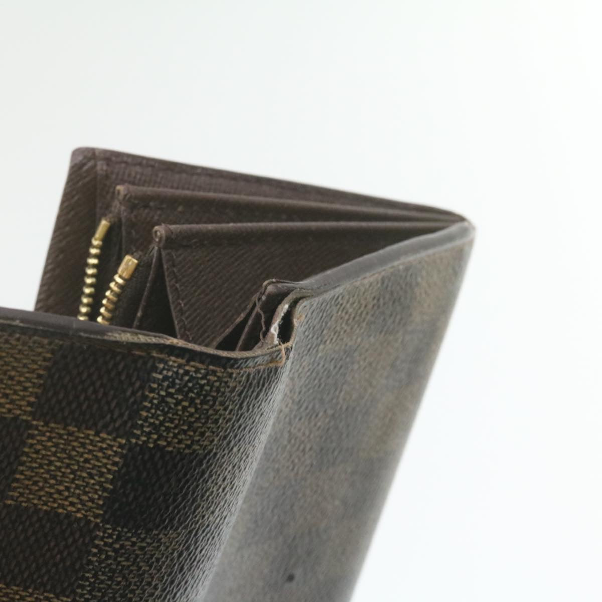 LOUIS VUITTON Damier Azur Ebene Long Wallet 4Set White Brown LV ar3683
