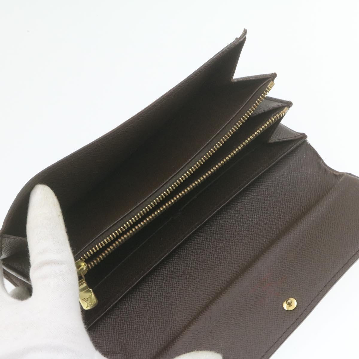 LOUIS VUITTON Damier Azur Ebene Long Wallet 4Set White Brown LV ar3683