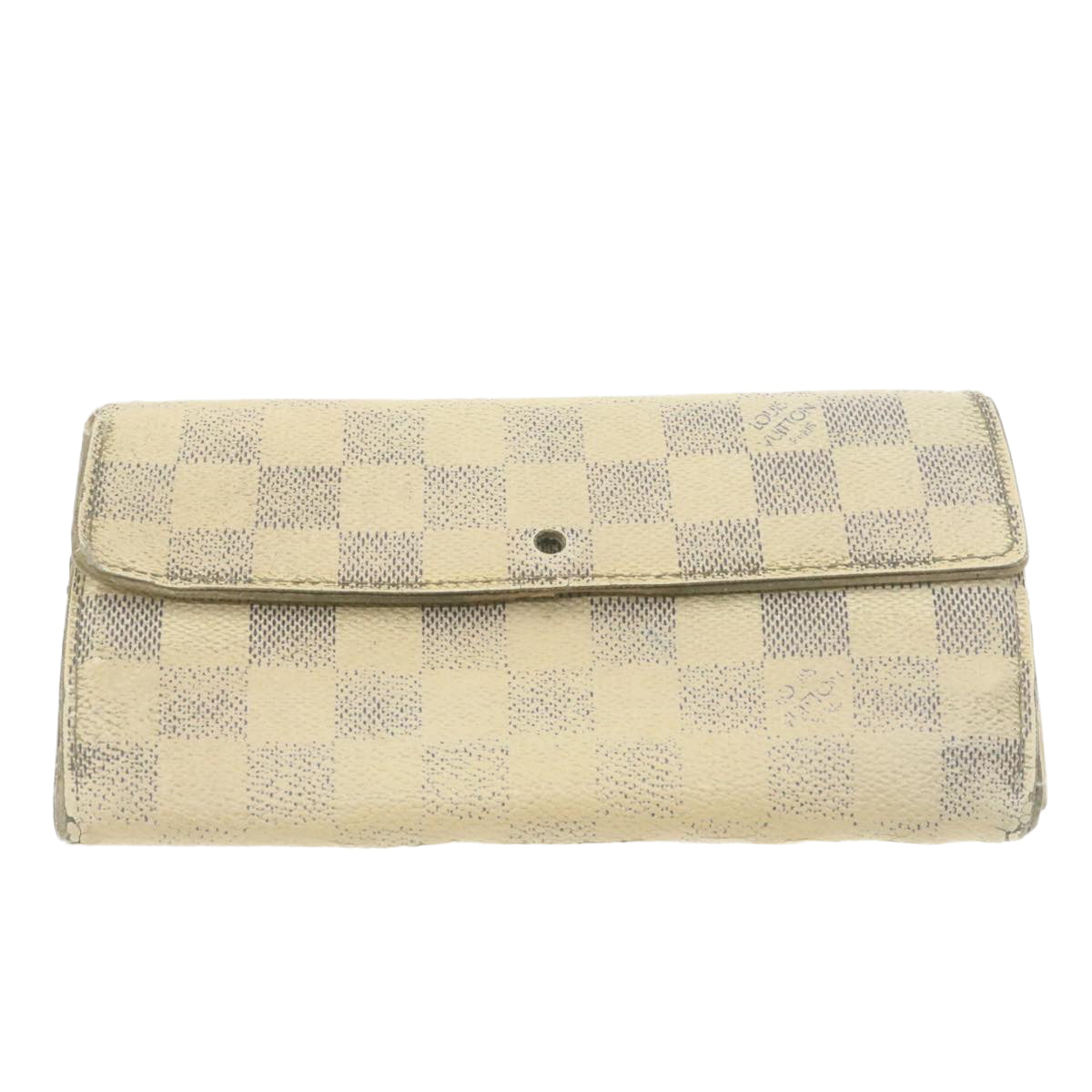 LOUIS VUITTON Damier Azur Ebene Long Wallet 4Set White Brown LV ar3683