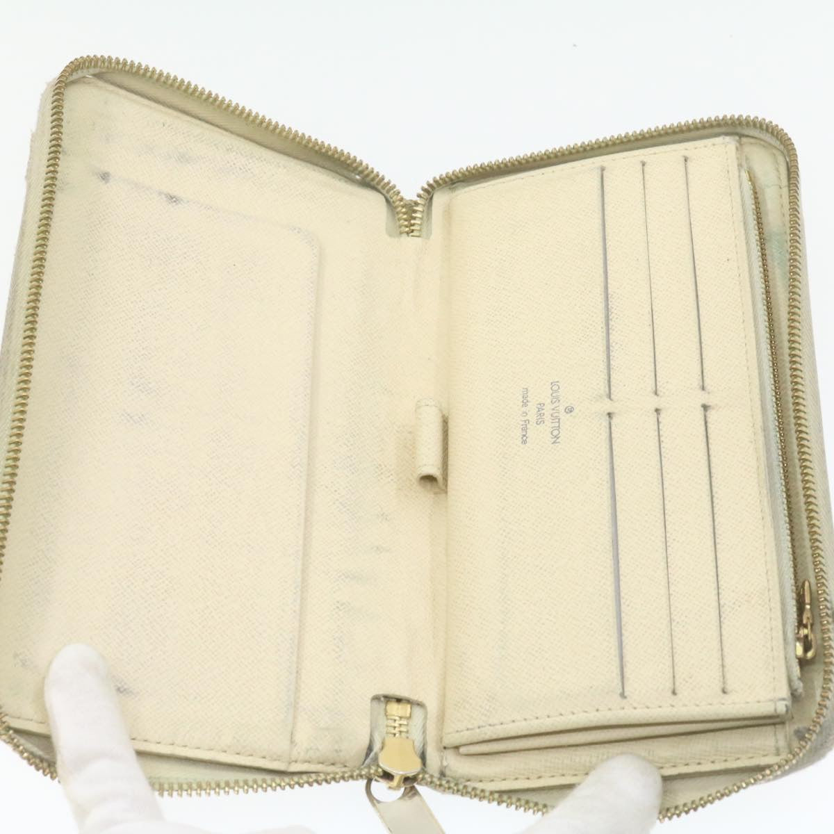LOUIS VUITTON Damier Azur Ebene Long Wallet 4Set White Brown LV ar3683