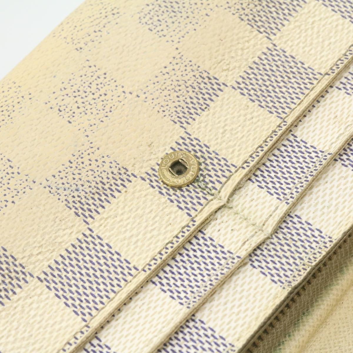 LOUIS VUITTON Damier Azur Ebene Long Wallet 4Set White Brown LV ar3683