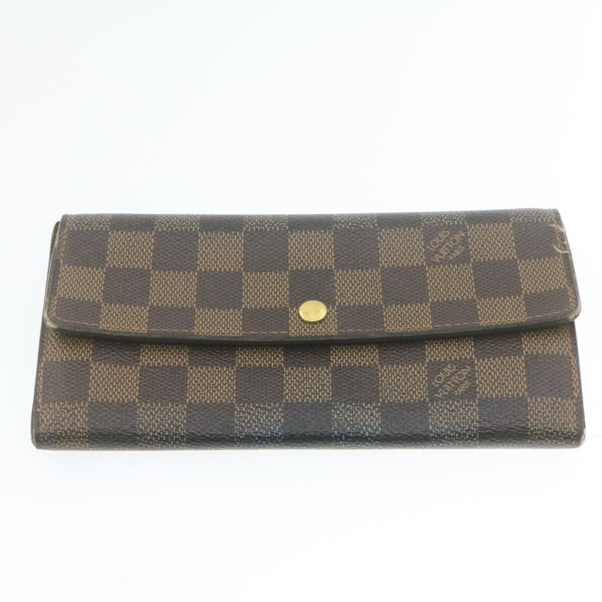 LOUIS VUITTON Damier Azur Ebene Long Wallet 4Set White Brown LV ar3683