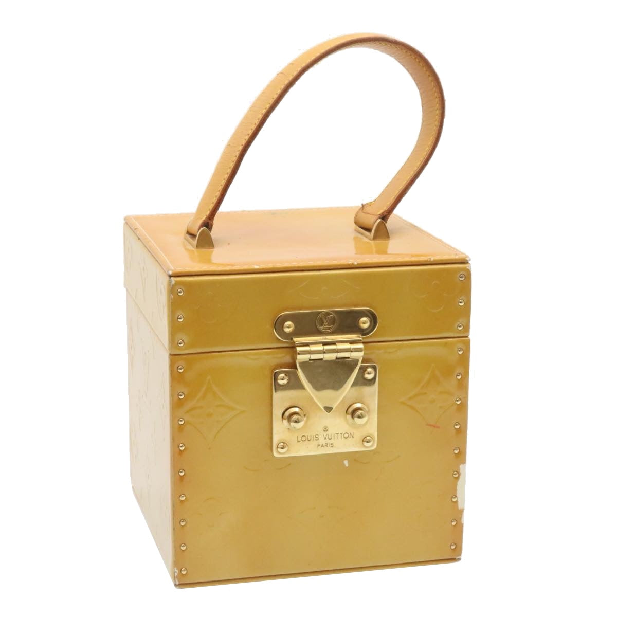 LOUIS VUITTON Monogram Vernis Bleecker Cosmetic Pouch Beige M91002 ar5430