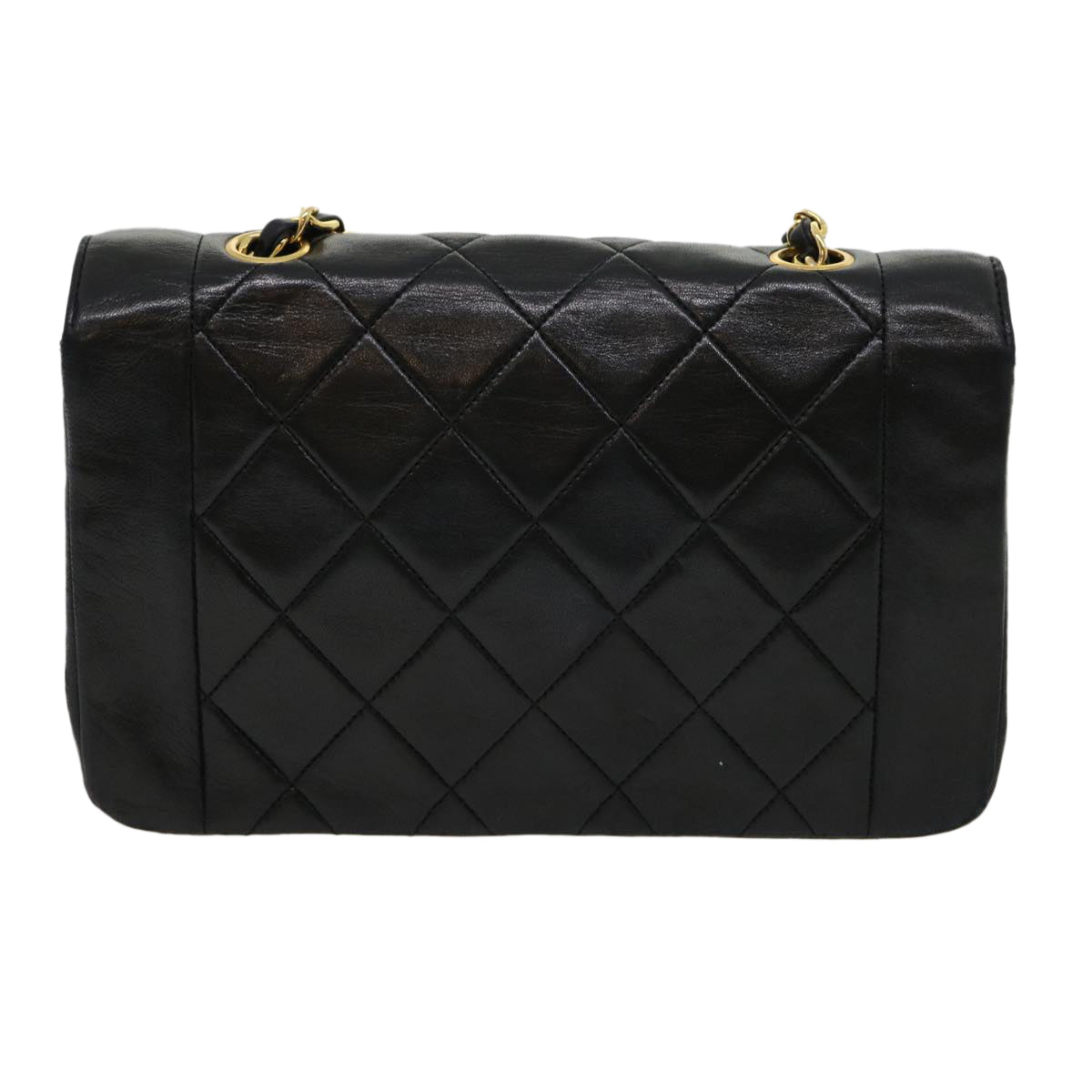 Luxury Chanel Matelasse Diana Turn Lock Chain Shoulder Bag Lamb Skin Black  ar7368A