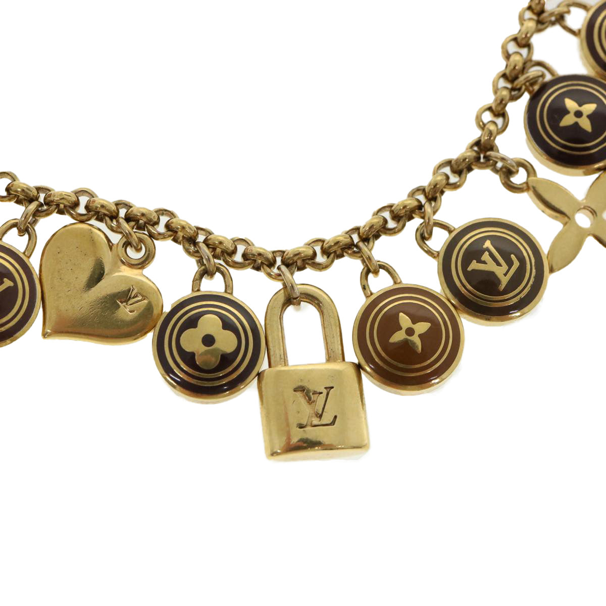 LOUIS VUITTON Postcle Chainne Pastille Key Holder Gold Tone LV ar7794B